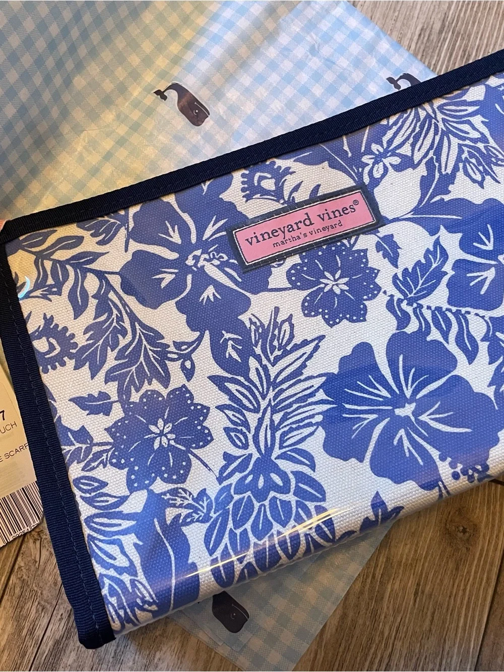 Vineyard Vines Blue Floral Travel/Makeup Pouch